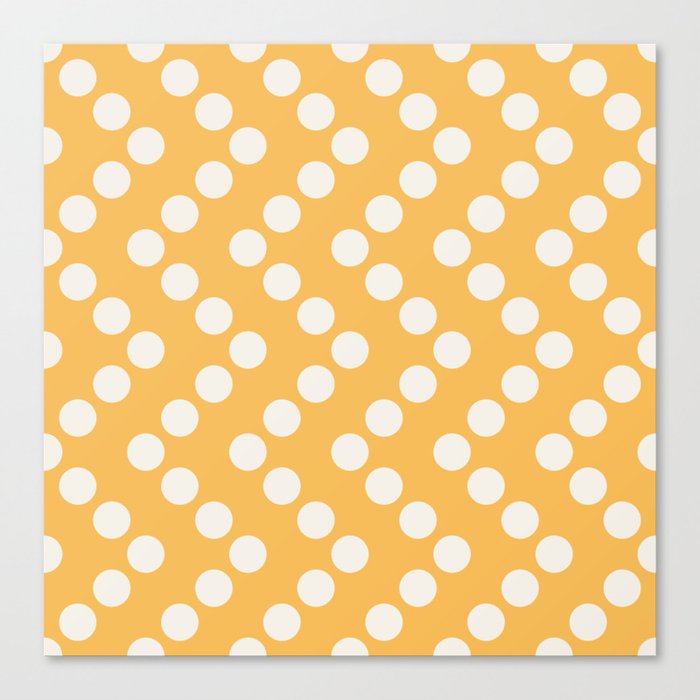Retro Geometric Polka Dots Zigzag on Orange Canvas Print
