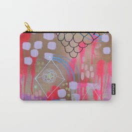 New Beginings Carry-All Pouch | Abstract, Brown, Geometric, Acrylic, Lavender, Diamonds, Neonred, Painting, Art, Flower 