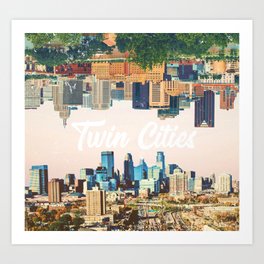 Skylines of Twin Cities | Minneapolis and Saint Paul Minnesota Art Print