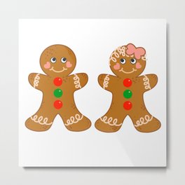 Gingerbread Couple Boy Girl Metal Print