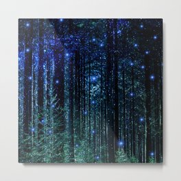 Magical Woodland Metal Print | Woodland, Glow, Forrest, Galaxy, Glowing, Cool, Christmas, Graphicdesign, Blue, Gift 