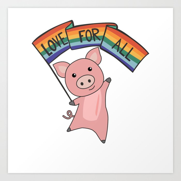 Rainbow Flag Gay Pride Lgbtq Pig Cute Animals Art Print