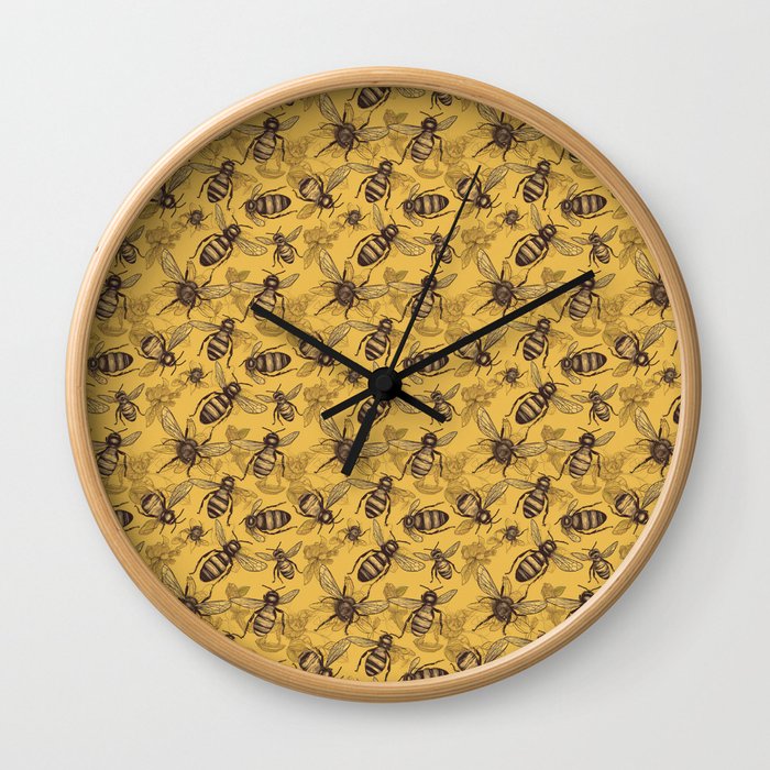 Bees Pattern Wall Clock