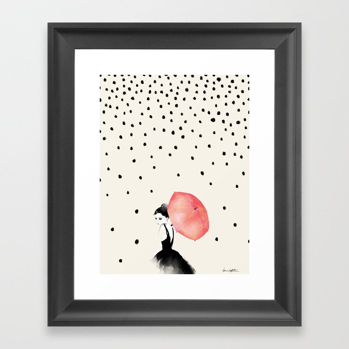 Polka Rain Framed Art Print