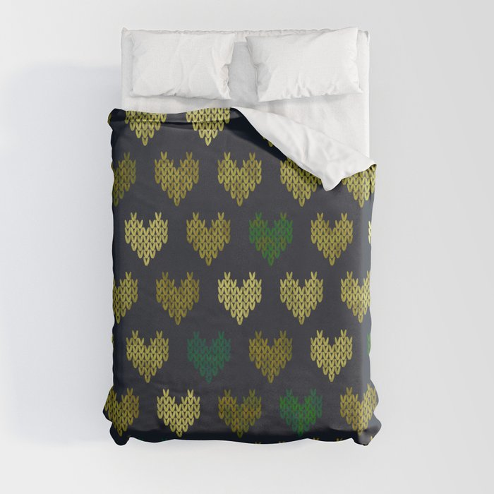 Colorful Knitted Hearts Duvet Cover