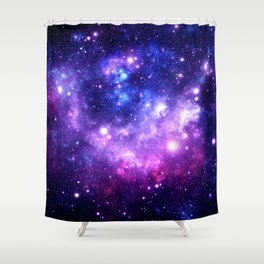 Purple Blue Galaxy Nebula Shower Curtain