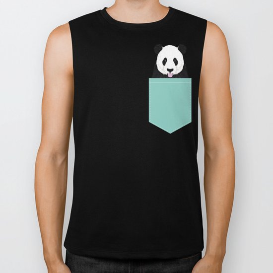 Panda - mint - cute black and white animal portrait, design, illustration, animal cell phone, case, Biker Tank