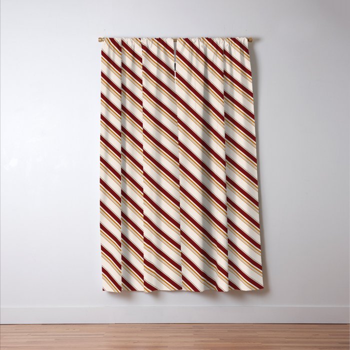 Uneven Diagonal Stripes In Burgundy Burnt Orange And Cream