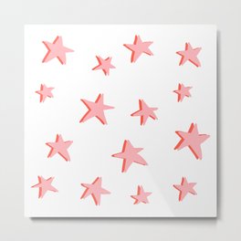 Stars Double Metal Print | Bright, Stamp, Messy, Cheerful, Stars, Graphicdesign, Pink, Hand Drawn, Drawing, Starry 