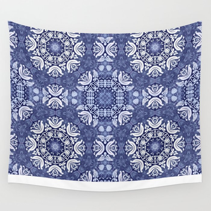 Blue snow pattern Wall Tapestry