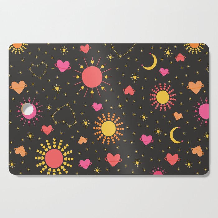 You Are My Sun, My Moon, and All of My Stars Pattern Dark Cutting Board
