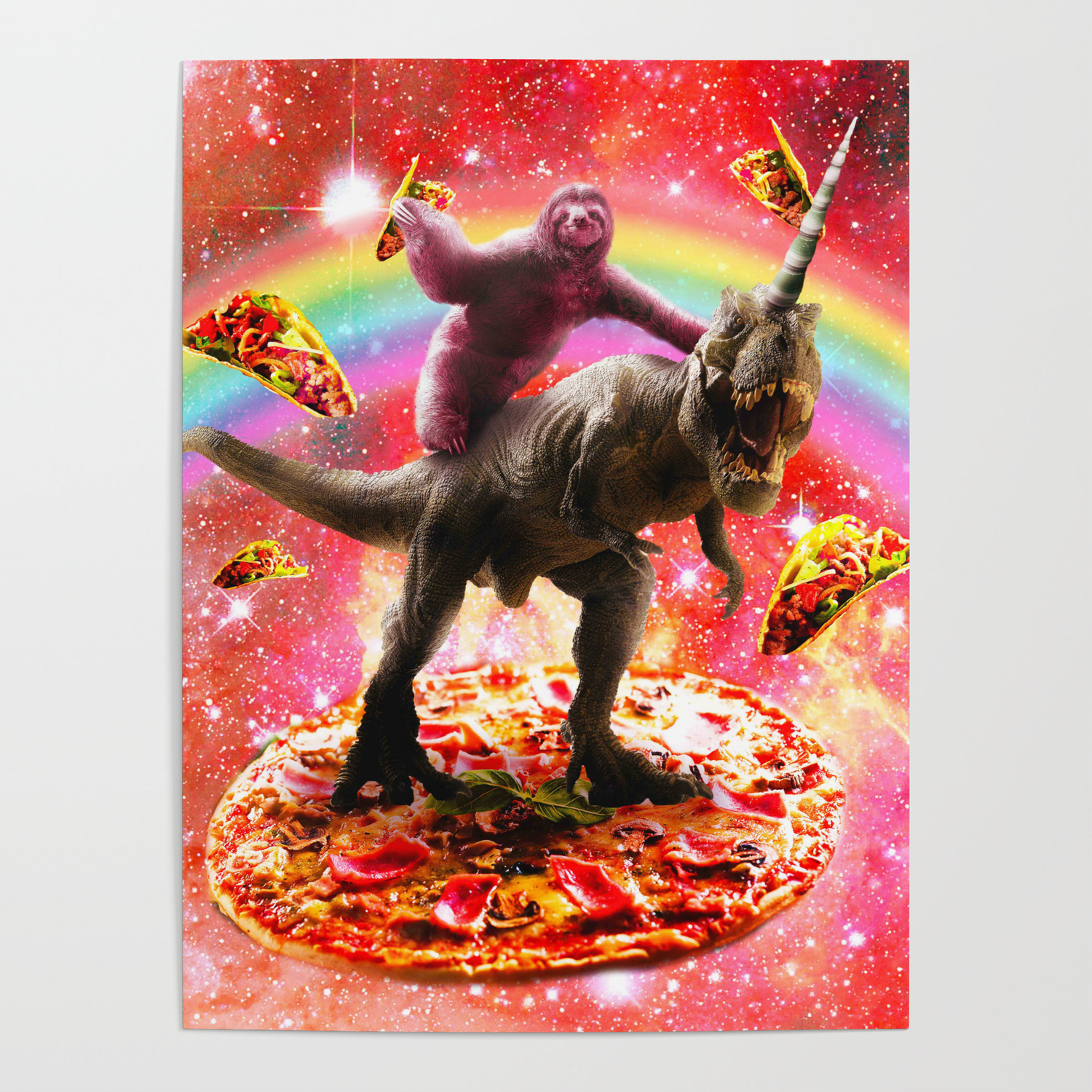 sloth riding t rex