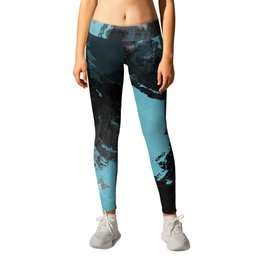 Black and Blue Paint Splash Leggings