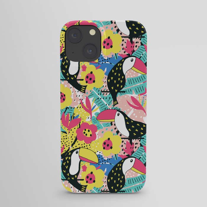 Toucan floral pattern iPhone Case