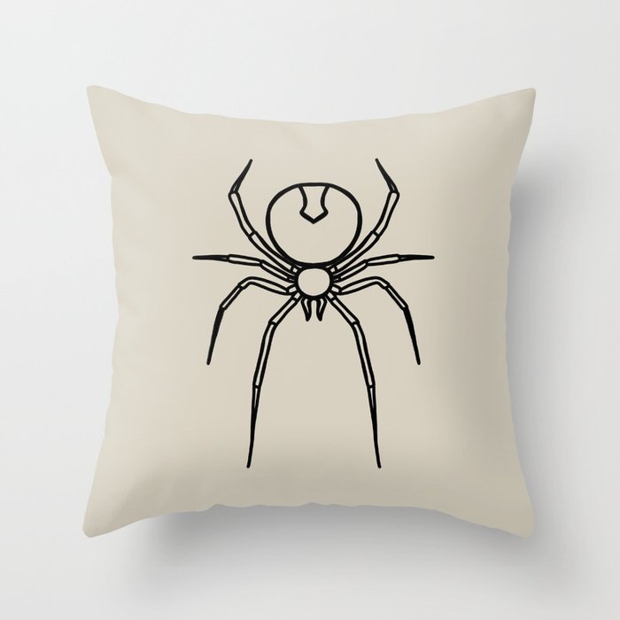 Simply Spooky Collection - Spider - Bone White and Bat Black Throw Pillow