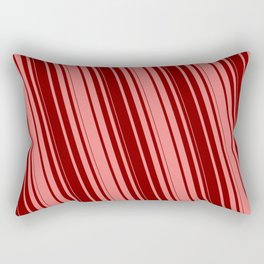 [ Thumbnail: Light Coral & Maroon Colored Stripes Pattern Rectangular Pillow ]
