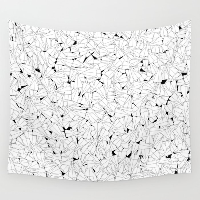 Paper planes B&W / Lineart texture of paper planes Wall Tapestry