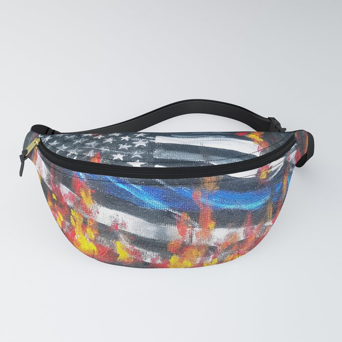 Blue Line In Flames Fanny Pack