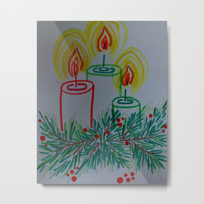 Christmas card #2 candle design Metal Print