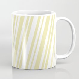 [ Thumbnail: Pale Goldenrod and White Colored Lines Pattern Coffee Mug ]