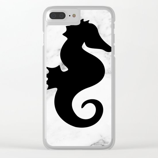 Marble seahorse Clear iPhone Case