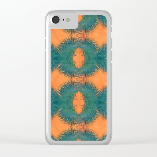 Coral Palm Clear iPhone Case