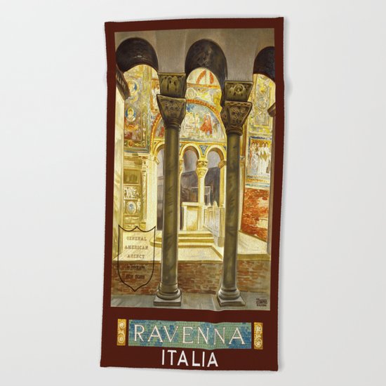 Vintage Ravenna Italy Travel Beach Towel