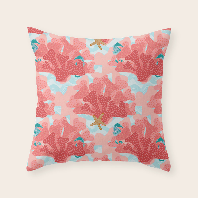 Seahorses On The Reef Ocean Beach Nautical Throw Pillow By
