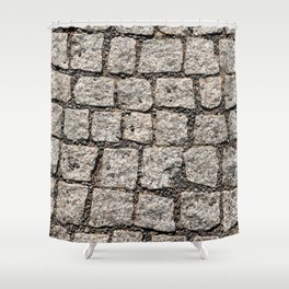Old cobble stone pattern at the street Shower Curtain