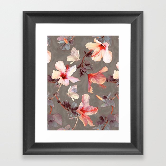 Coral Hibiscus Framed Art Print