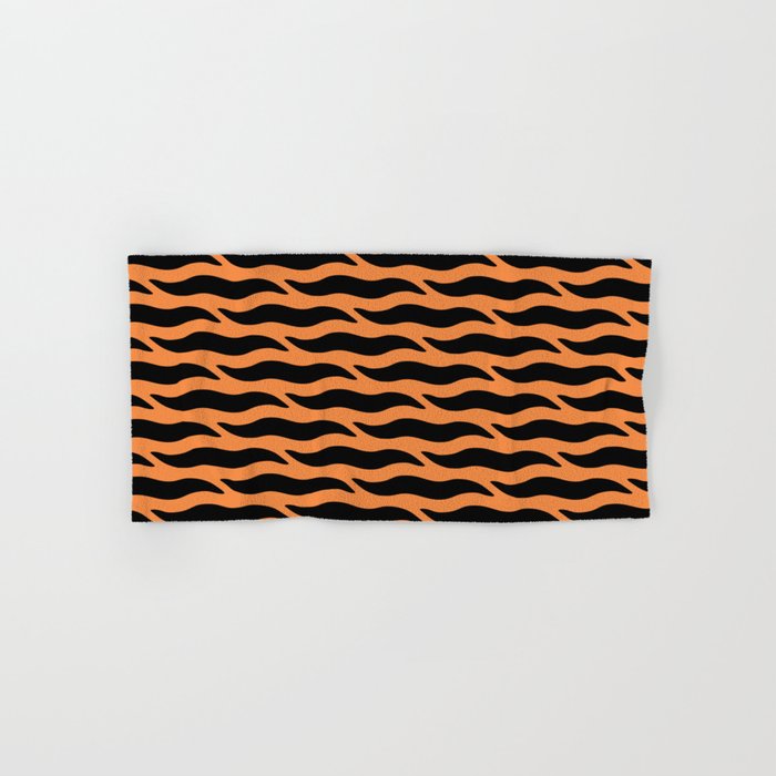 Tiger Wild Animal Print Pattern 322 Black and Orange Hand & Bath Towel