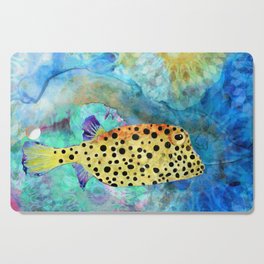 Sea Puffer - Colorful Spotted Blow Fish Art  Cutting Board