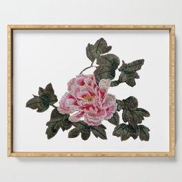 Pink Peony Embroidery Serving Tray