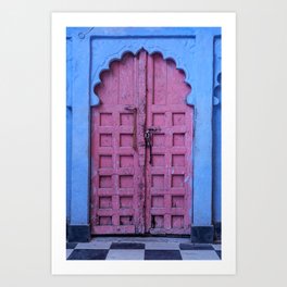 Pink Door In The Blue City, Jodhpur Art Print