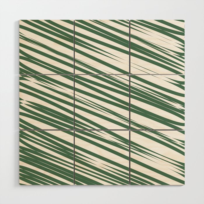 Leaf green stripes background Wood Wall Art