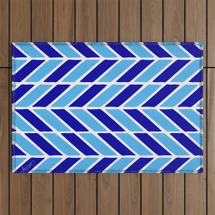 Herringbone Acrylic – Blues Outdoor Rug