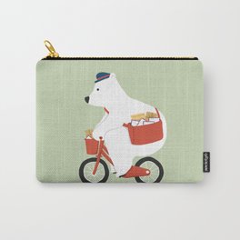 Polar bear postal express Carry-All Pouch | Digital, Painting, Surrealism, Vintage, Animal, Illustration, Postman, Cute, Curated, Streetart 