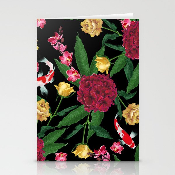 Black Tropical Stationery Cards