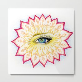 Flower eye mandala Metal Print
