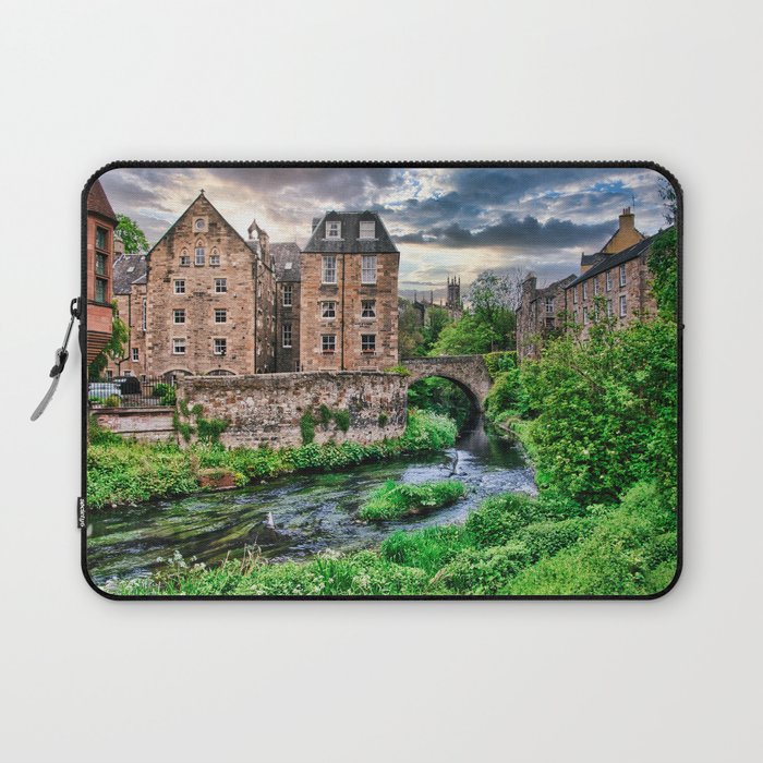 Scenic Dean Village buildings along the river Leith Laptop Sleeve