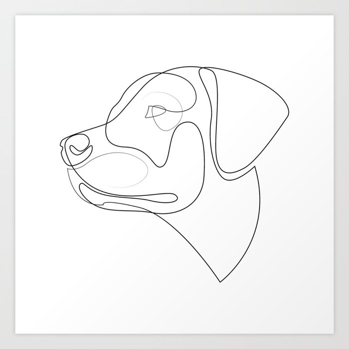 Labrador Retriever - one line dog drawing Art Print