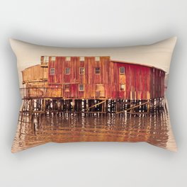 Old Red Net Shed, Building on Pier, Columbia River, Astoria Oregon Rectangular Pillow