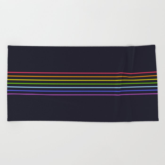 Fine Rainbow Colored Retro Lines Beach Towel