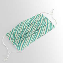 [ Thumbnail: Bisque and Light Sea Green Colored Pattern of Stripes Face Mask ]