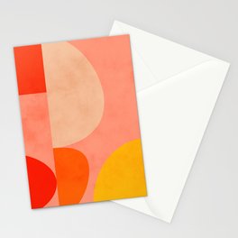 geometry shape mid century organic blush curry teal Stationery Card
