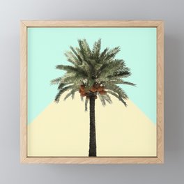 Palm Tree on Cyan and Lemon Framed Mini Art Print