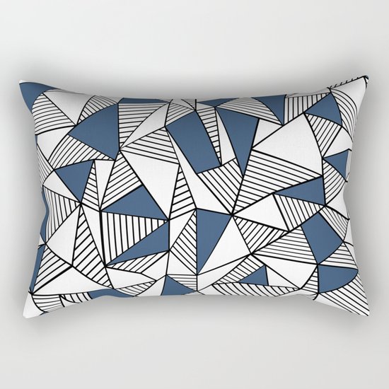 Abstraction Lines with Navy Blocks Rectangular Pillow