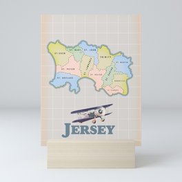 Jersey Vintage map Mini Art Print