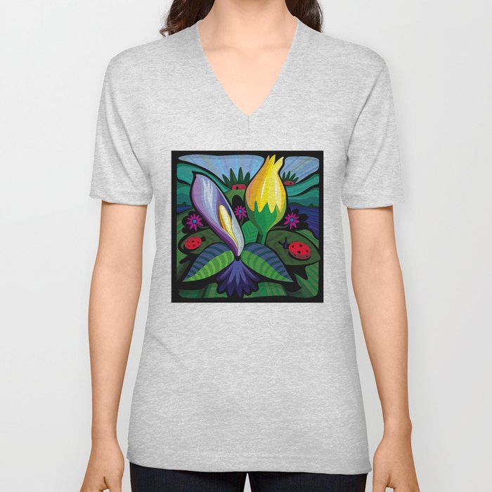 Blooming Flowers (Square Format) V Neck T Shirt