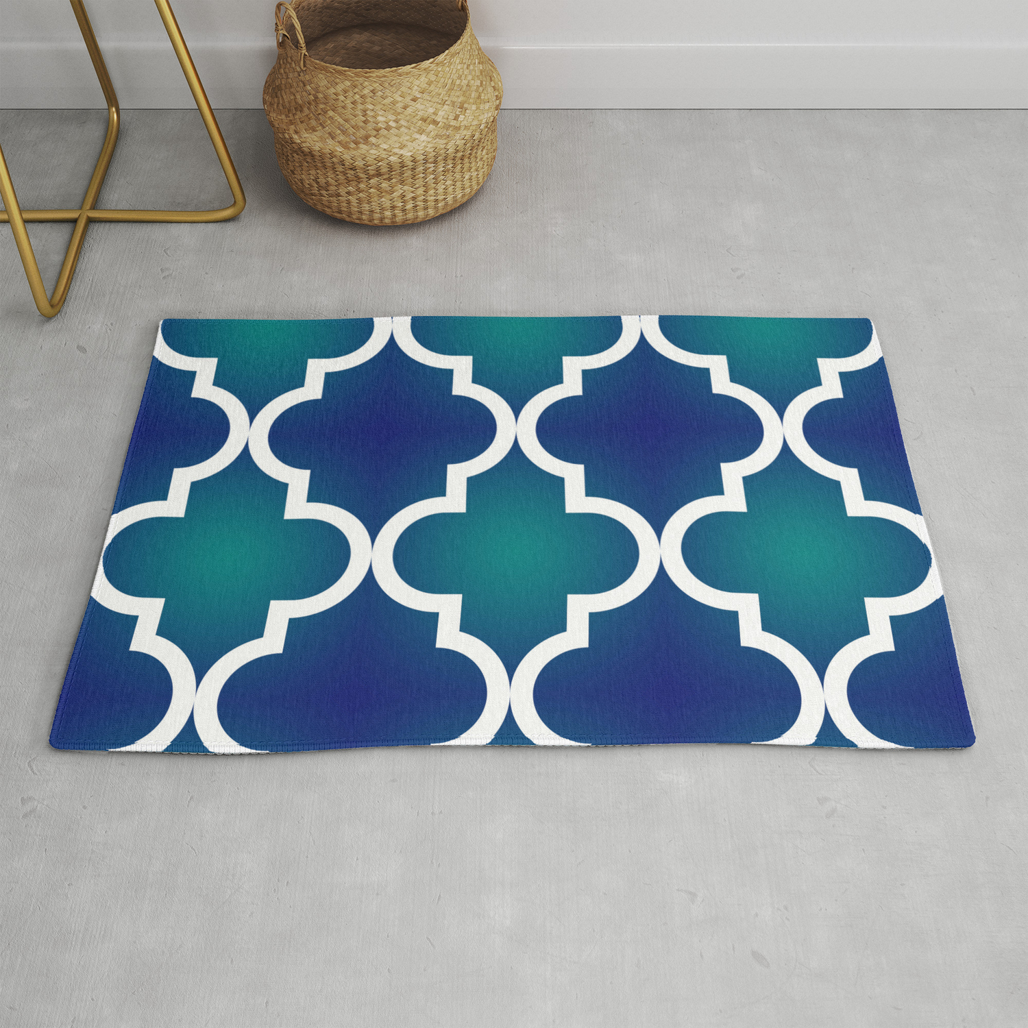 Quatrefoil Teal And Blue Ombre Rug By Peppermintcreek Society6